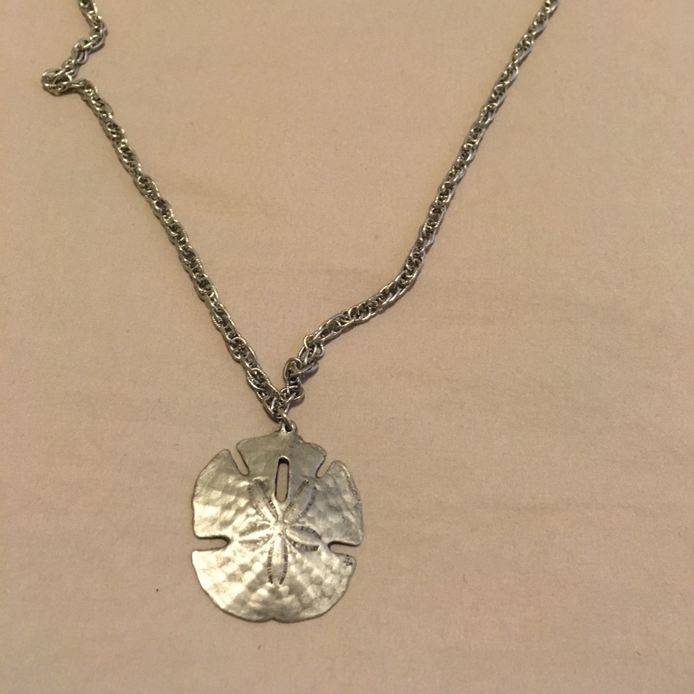 Metzke Sand Dollar Pendant Necklace Pewter Vintage